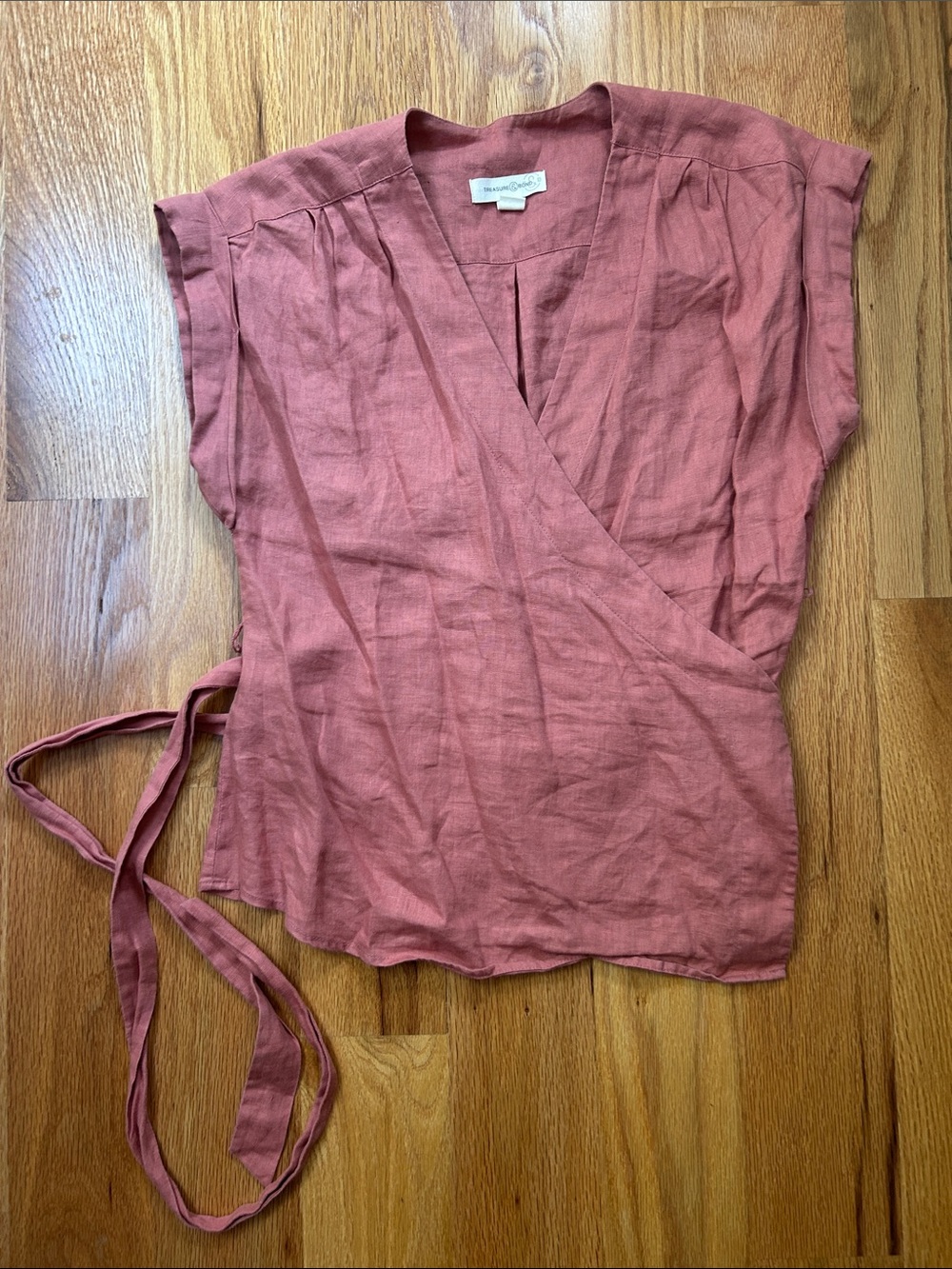 Treasure & Bond Mauve Wrap Blouse with Tie Waist